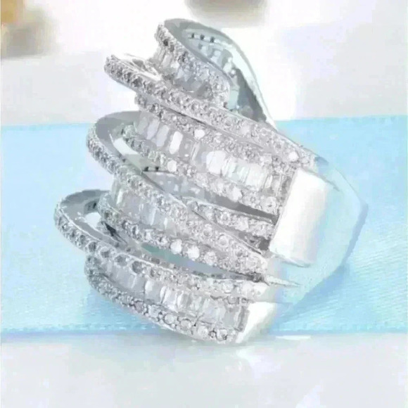 New 6.4 CT 925 Sterling Silver Diamond Ring - Picture 9 of 16